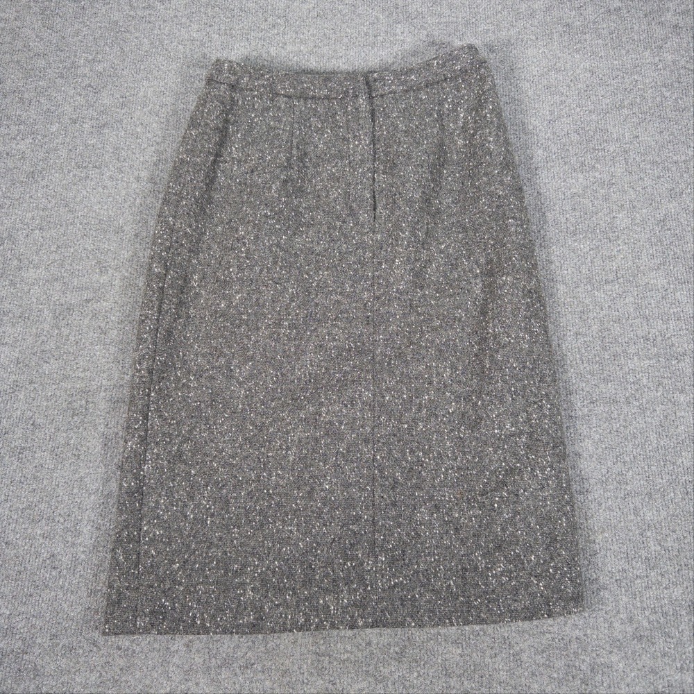 Lauren Ralph Lauren Grey Wool Tweed Pencil Skirt Size 4 Lambswool Lined #4838